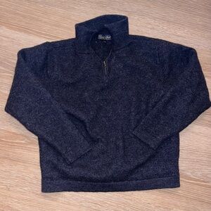 Garrett Scott Merino Wool Quarter Zip Knit Sweater Charcoal Gray Size S